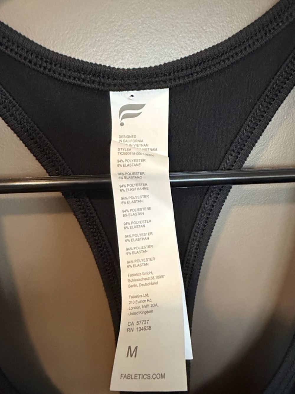 Fabletics Black Racerback Tank - Picture 2 of 5